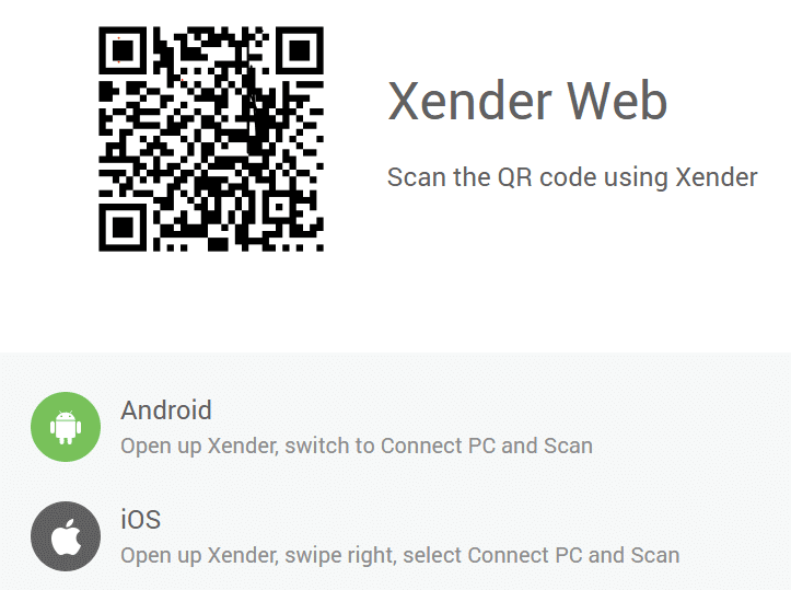Install Xender for PC web app